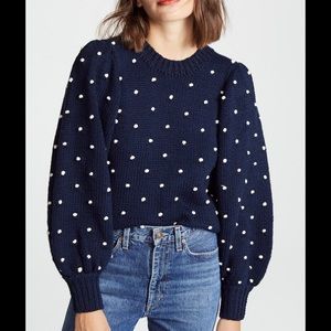 Ulla Johnson Midnight Blue Sweater with Ivory Dots